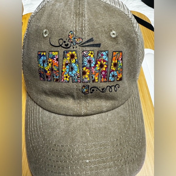 Vintage Distressed “MAMA” Floral Customized Mesh Baseball Cap Adjustable NWOT - Picture 10 of 10